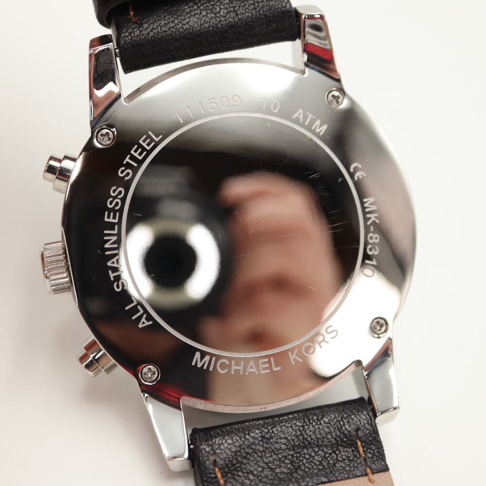 Michael Kors Gage Men's 43mm Chronograph Watch MK8310 Black Leather New Battery - Picture 11 of 11
